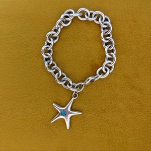 Tiffany & Co. Silver Turquoise Starfish Charm Bracelet